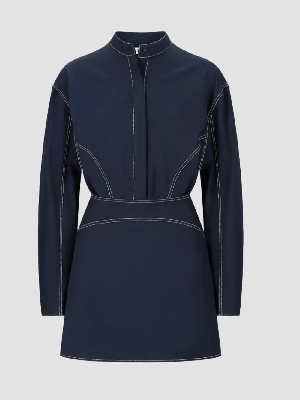 STAUD Navy Mini Dress with Contrast Stitching